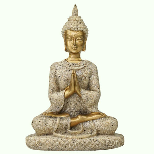 Sandstone Buddha Statue harpiks Handicrafts Stueindgang Husdekoration Sydøstasien Skulptur Meditation Bodhisattva