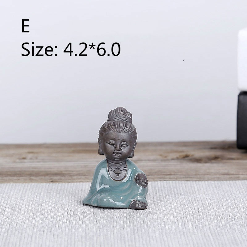 F Bonsai Fairy Garden Ornament Ceramic Figure Ge Yao Zen Betydning Little Monk Micro Landscape Home Decoration Accessories Tea Pet