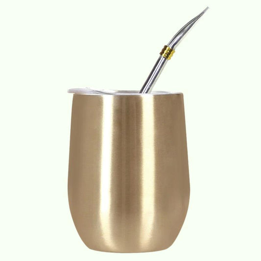 Double Wall 304 Stainless Steel Cup Heat Resistant Portable Yerba Mate Tea Mug With Straw and Lid