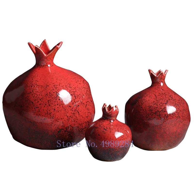 Kreativitet keramisk vase rød granatæble blomsterarrangement tilbehør blomster vase dekorative ornamenter moderne boligindretning