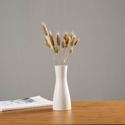 المزهريات الخزفية البيضاء الحديثة على الطراز الصيني والمزهريات الفخارية والخزفية ذات التصميم البسيط للتماثيل الزخرفية من الزهور الاصطناعية