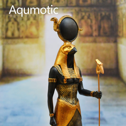 Aqumotic Gott des Krieges Horus Isis Sohn Statue Dekor Gedenkstätte altägyptische Mythologie 1 Stück Adler Schlange Zepter Dekorationen 
