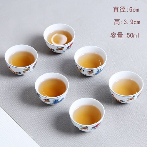 Ensemble de tasses à thé au vin Vintage, 6 pièce/lot, 80ml, service à thé rétro bleu et blanc, verres à boissons, cadeau de thé chinois 