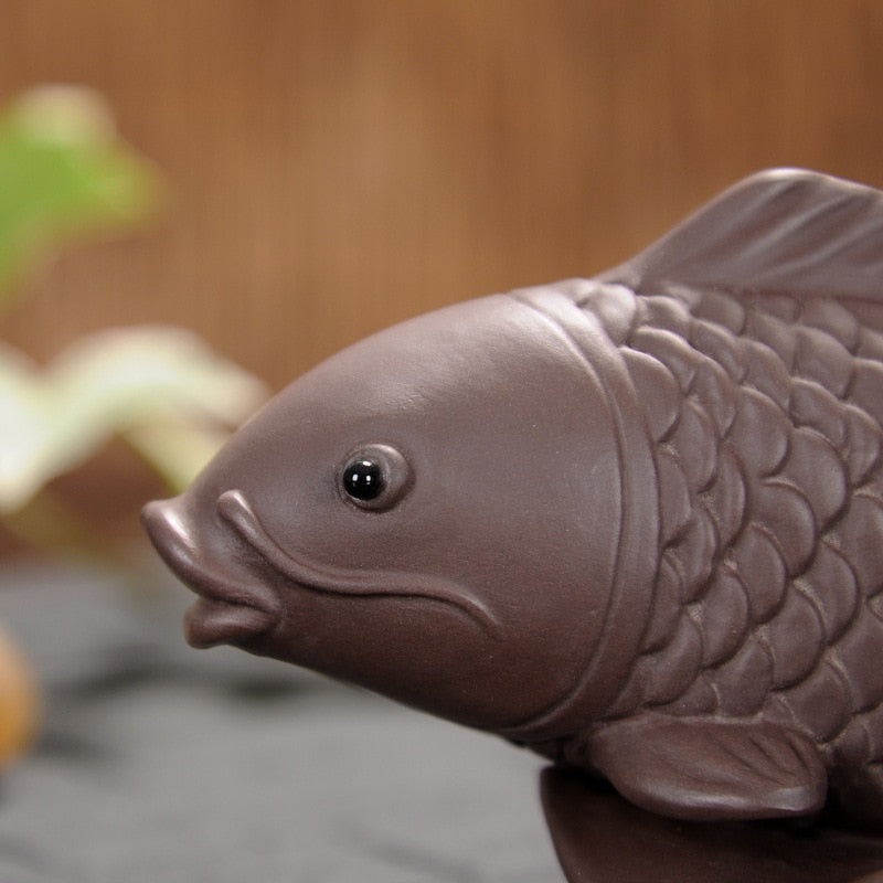 Thé de poisson en argile violette, accessoires pour animaux de compagnie, artisanat, décoration de maison, cadeau d'affaires, ameublement de maison 