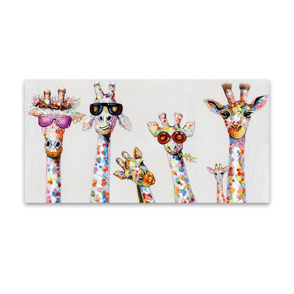 Wall Art Canvas Print Color Animal Picture Giraffe Painting  Family For Living Room Home Decor No Frame