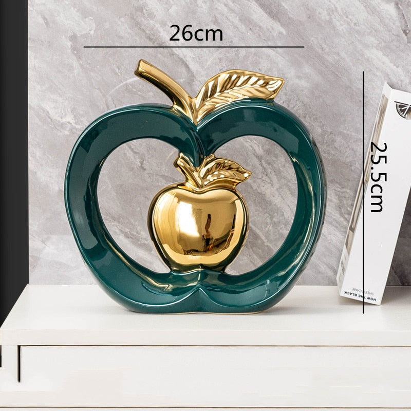 Simulated Apple Hollow Golden Ceramic Art Crafts Desktop Storage Ornaments Candy Jar Storage Box Golden Apple Home Furnishings