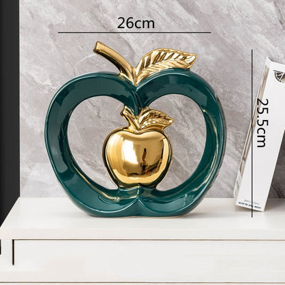 Simulasi Apple Hollow Golden Ceramic Art Crafts Desktop Penyimpanan Hiasan Kotak Penyimpanan Candy Jar Golden Apple Home