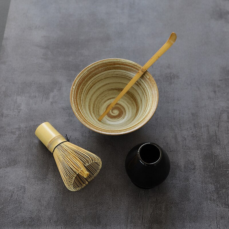 LUWU traditional matcha sets natural bamboo matcha whisk ceremic matcha bowl whisk holder japanese style tea sets