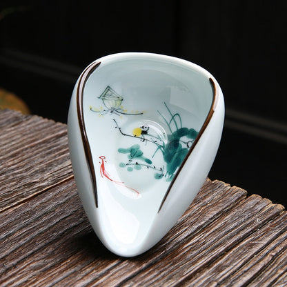 1Piece Hand Painted Tea Holder Spoon Ceramic Spare Accessories Perniagaan Hadiah Porselin Berkualiti Tinggi