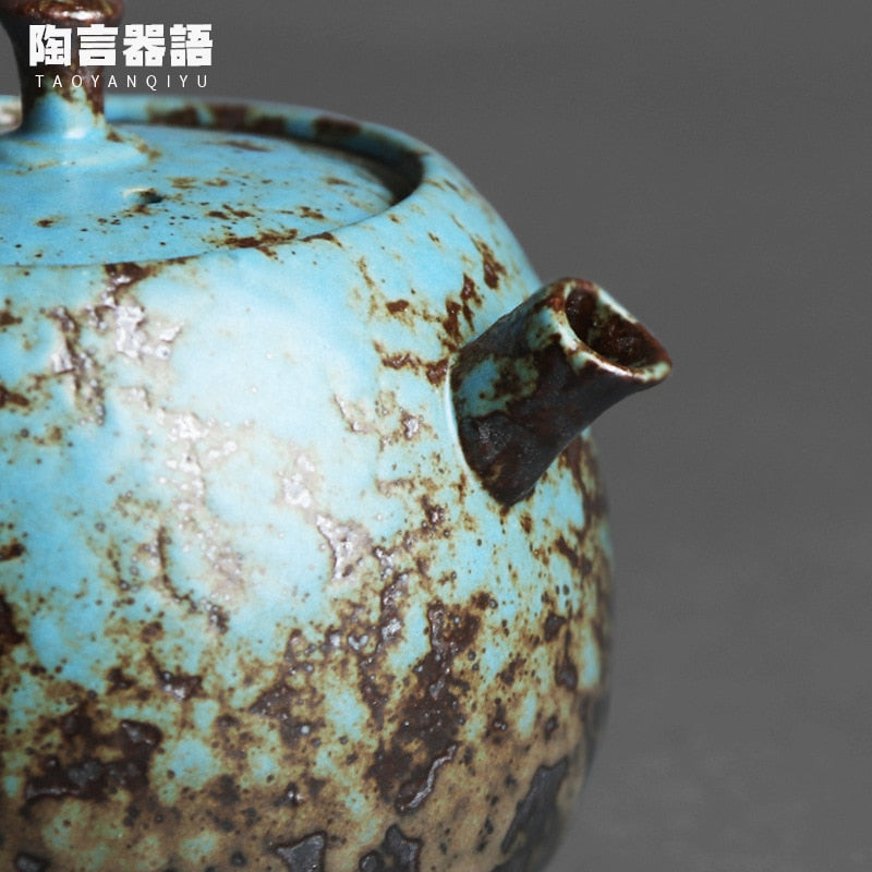 Tetera de la mano del caqui de grole retro de estilo chino, horno de cerámica hecho a mano, fabricante de té personalizado