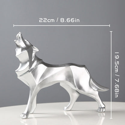 Resina Abstract Wolf Statue Nordic geometrica Figurine animali da lupo artigianato Scaffali per ufficio Home Office Desta