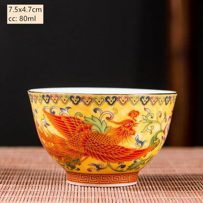 Cerâmica sancai gaiwan tigela dragão e phoenix copo de chá mestre xícara de chá artesanal colorido tigela de chá de ponta