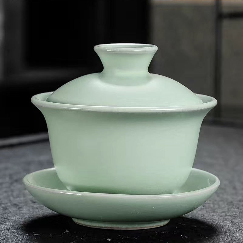 Keramisk gaiwan jingdezhen kinesisk kungfu teaset tre talenter te skål stor teacup tallerken sæt hjemmet te maker te ceremoni gave