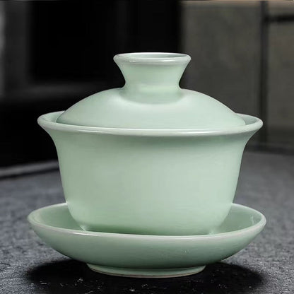 Ceramic Gaiwan jingdezhen Chinese Kungfu Teaset Three talents Tea Bowl Large Teacup Saucer Set Home tea maker Tea ceremony Gift
