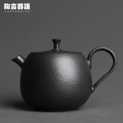 Kinesisk stil retro stengods persimmonform handhållen tekanna, handgjord keramikugn, personlig te tillverkare