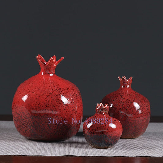 Vase en céramique de créativité, accessoires d'arrangement de fleurs de grenade rouge, ornements décoratifs, décoration de maison moderne 