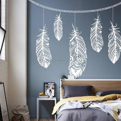 Dream Catcher Wall Decal Boho Bohemian Feather Decor Mandala Decal Dream Catcher Wall Decal Boho Decor Wall Decal Feathers Sh18