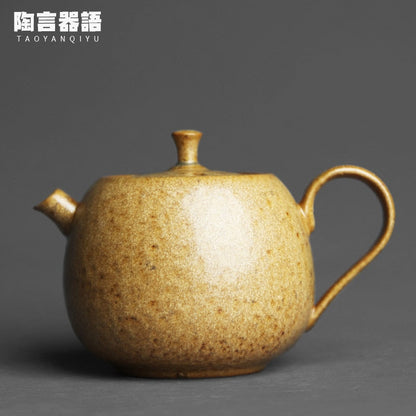 Chinese stijl retro stoneware Persimmon vorm handheld theepot, handgemaakt aardewerkovens, gepersonaliseerde theemaker