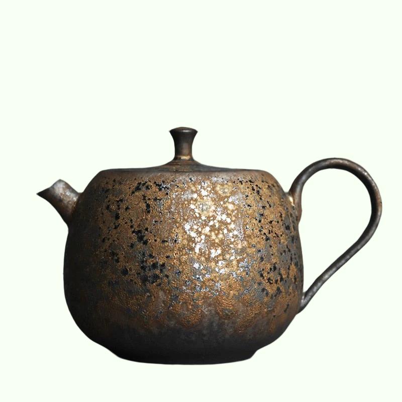 Kinesisk stil retro stenvarer persimmon form håndholdt tekande, håndlavet keramikovn, personlig teproducent