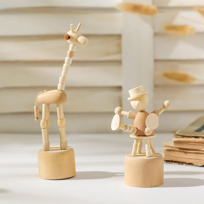 Cartoon Arte de madeira Arte Movável Puppet Desktop Ornamentos de estatueta palhaçar