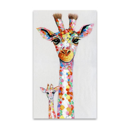 Muur kunst canvas print kleur dier dieren foto giraf schilderen familie voor woonkamer woning decor geen frame