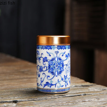 Ceramiczny słoik z metalową pokrywką herbatę puszki puszki małe zbiornik do przechowywania przenośny herbata herbata