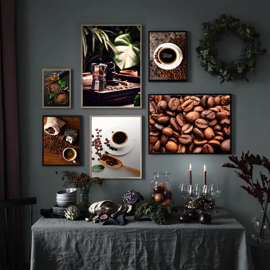 Винтажная фотография кофейные принты стены на стенах холст.