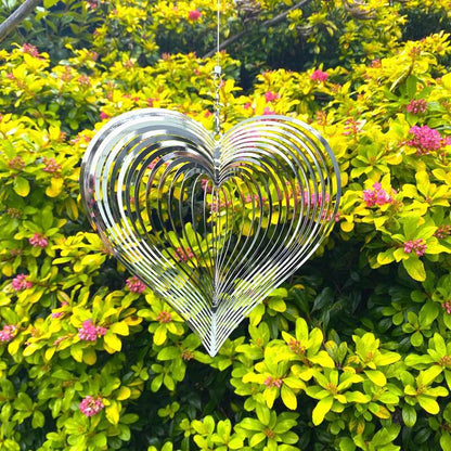 Metal 3D Wind Spinner Chimes Bedroom Indoor Room Outdoor Decor Heart Square Drop Shape Carving Craft Metal 3D Rotating Windchime