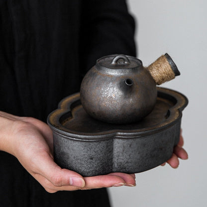 إبريق شاي مصنوع من الحديد المذهب على الطراز الياباني طقم شاي صغير من السيراميك طقم شاي الكونغ فو إبريق شاي محمول 200 مللي براد شاي واحد مكتب منزلي