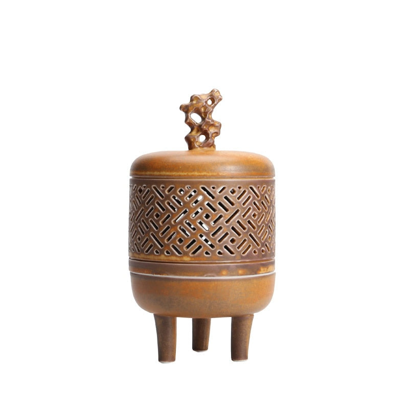 Антикварная крытая керамическая горелка сандаловая дерево -горелка китайская древняя дзен -домашнее украшение кадации благовония.