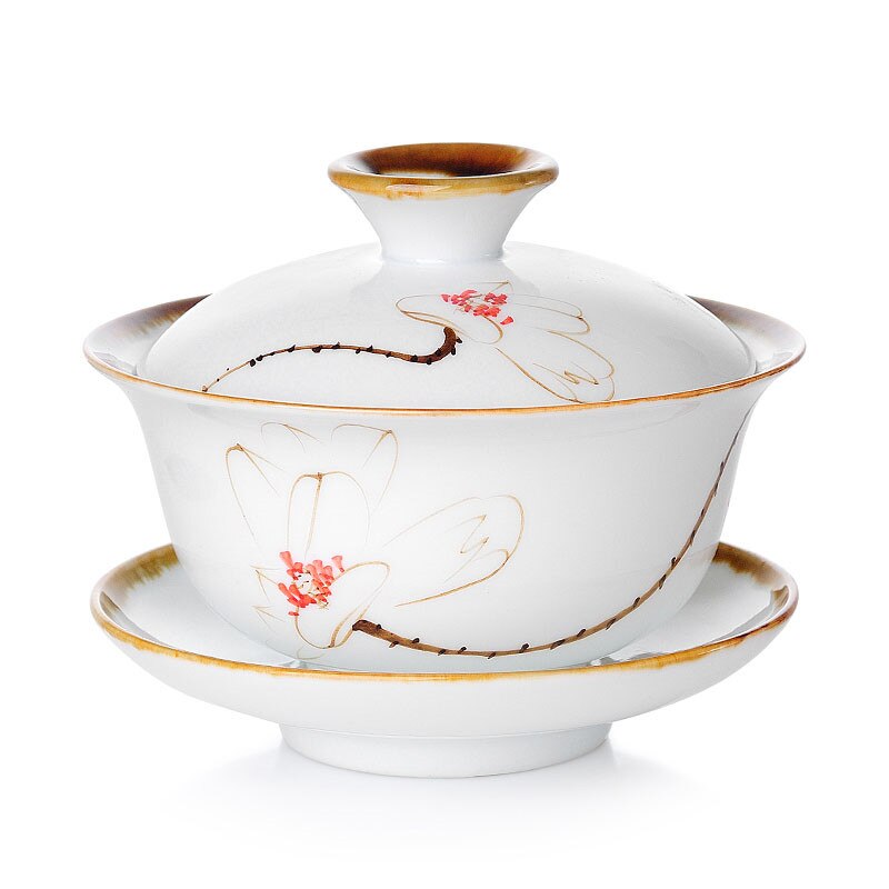 Modello di fiori dipinto a mano retrò ceramica in ceramica gaiwan tè fatta tè fatta per tè in porcellana cinese bevande da letto in porcellana 120ml 120ml