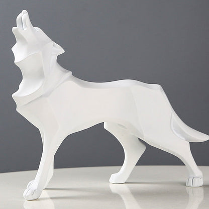 Pryskyřice abstraktní vlk socha nordic geometrická zvíře figurky vlčí sochařství řemesla domácí kancelář police dekorace ozdoby
