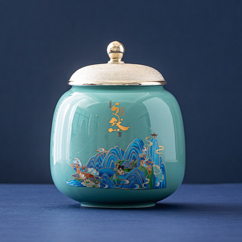 Creativity Ceramics Tea Caddy Large Candy Dried Fruit Storage Tank Portable Sealed Tea Jar Travel Tea Boxes Coffee Canister
