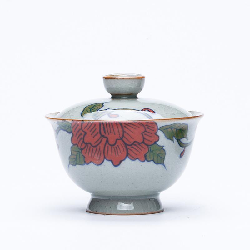 Tetera china Gaiwan de 180ml, juego de té de cerámica Kung Fu, tazón de té Floral de porcelana, tazas de té para viaje, tetera Tureen Pu'er