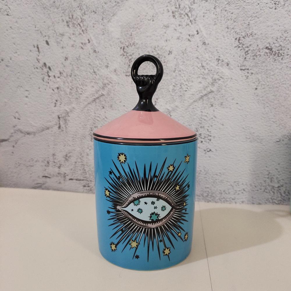 Big Eye Jar Starry Sky Incense Lilin Holder dengan Tangan Tangan Aromaterapi Lilin Jar Buatan Candleabra Hiasan Rumah