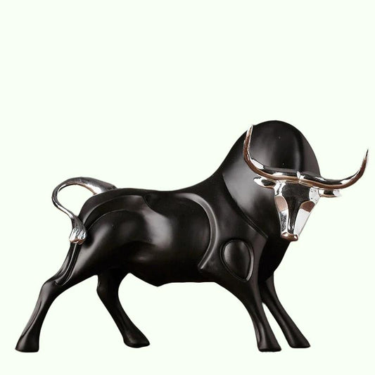 Modern Figurines Red and Black Bull Sculpture Resin Simulation Animal Statue Living Room Bookcase Crafts Accessories Home Decor