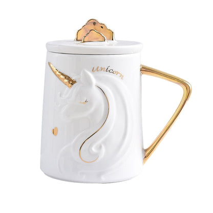 Gorgeous Relief Unicorn Coffee Mug with Mobile Phone Holder Lid Cute Water Tea Ceramic Milk Breakfast Cup Creative Gift
