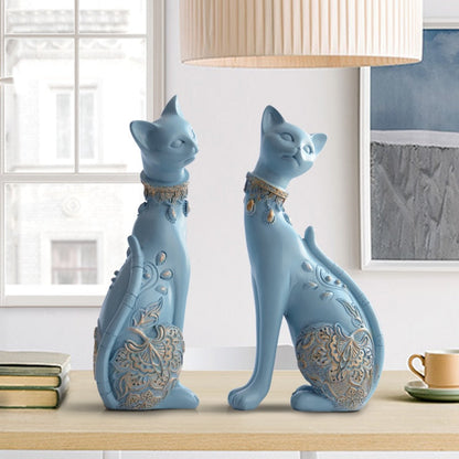 Estátua de gato de resina decorativa para estatuetas para decorações de casa European Creative Wedding Animal Animal Home Decor Sculpture