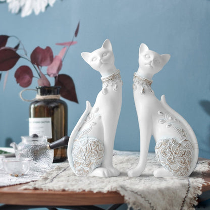 تمثال قطة من الراتنج المزخرف لتزيين المنزل، هدية زفاف إبداعية أوروبية، تمثال حيوان، ديكور منزلي