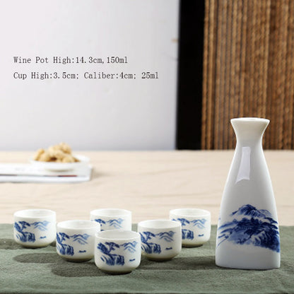 7 pcs keramik sake piala pot jepang set rumah dapur gabungan cangkir minuman minuman roh lomb