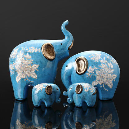 Kreatywne ozdoby słonia Rodzina trzech czterech czterech szczęśliwych bocznych pokoi salon telewizyjna weranda dekoracje prezenty figurki