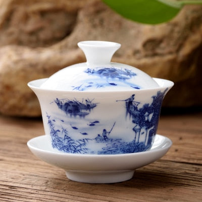 11.11 Gaiwan 80cc porcellana Tureen ciotola da tè in ceramica cinese ciotola coperta con tazza di piattino da piattino di palude ciotola
