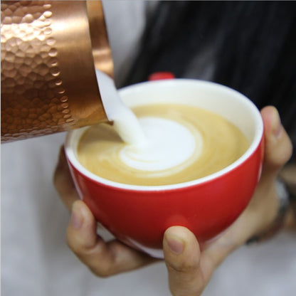 1 Stück 400 ml reines Kupfer handgefertigt Prägung Milchkrug/Krug Latte Art Krug Teetasse für Barista