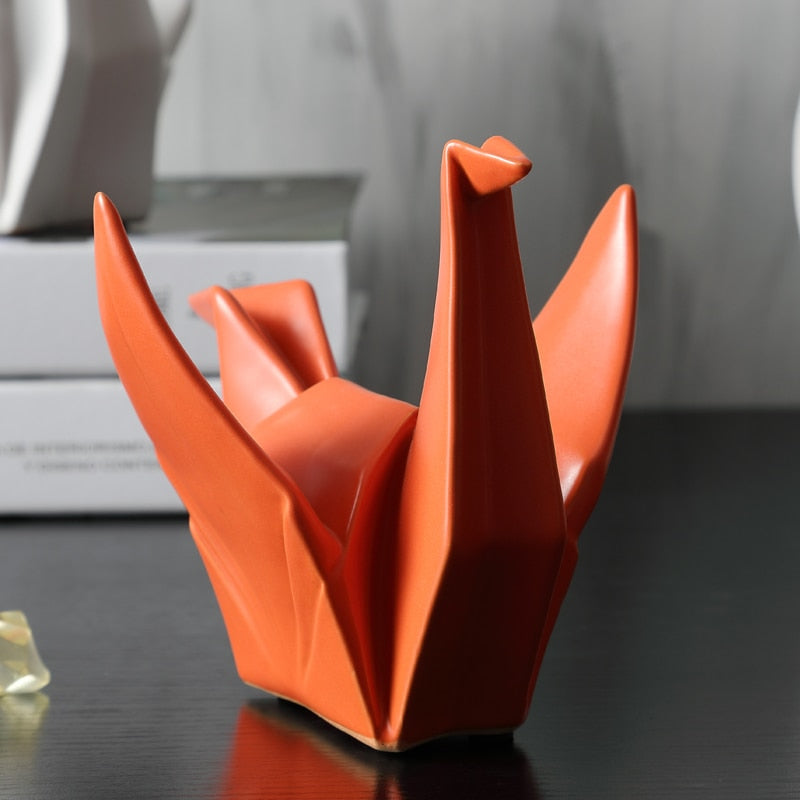 Creatief modern vogelstandbeeld Samenvatting Keramische origami Animal Sculpture Office Woonkamer Desktop Decoraties Home Decor Figurine