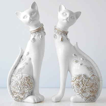 פסל חתול שרף דקורטיבי של פסלון לקישוטים ביתיים מתנה לחתונה יצירתית אירופית פסל פסל עיצוב הבית