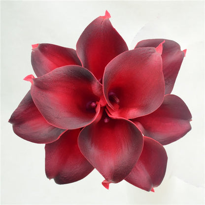 10 Navy Blue Calla Lilies Pu Real Touch Flowers Wedding Decoratie Bouquets Centerpieces Fake Artificial Flowers Home Decoratie
