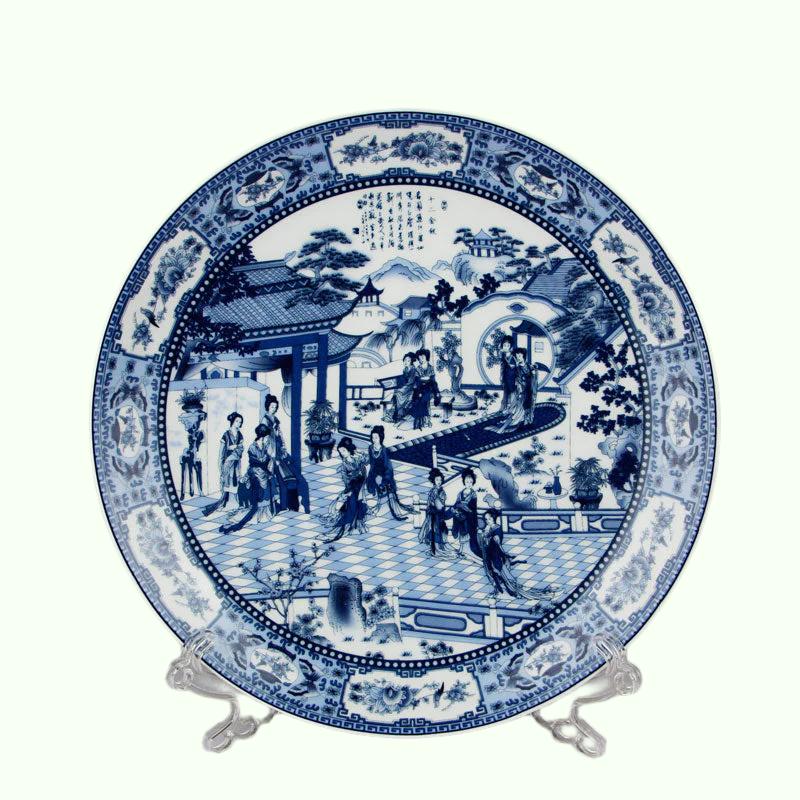 Ny kinesisk stil heldig keramisk prydplate Kinesisk dekorasjon Disk Plate Porselenplate Sett bryllupsgave