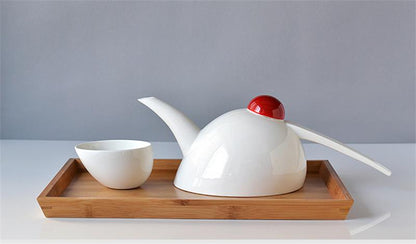 Conjunto de 5 piezas, diseño creativo, tetera de porcelana y taza de té, juego de té de kung fu de cerámica blanca lisa, servicio de té de té chino