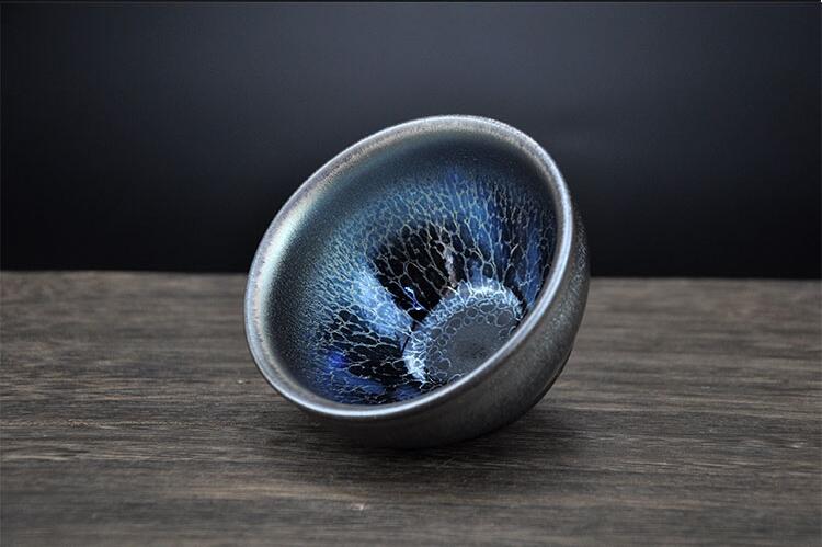 Jianzhan China Teacups Song Craftmanship Tenmoku Pottery Glaze Bowl Blue Dinkware Tea Service Te Gift Sets