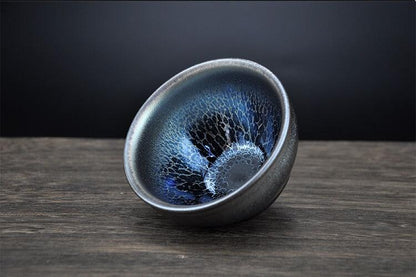 Jianzhan China Cacups de té Song Craftmanship Tenmoku Pottery Glaze Bowl Blue Dinkware Tea Servicio de té Regalos